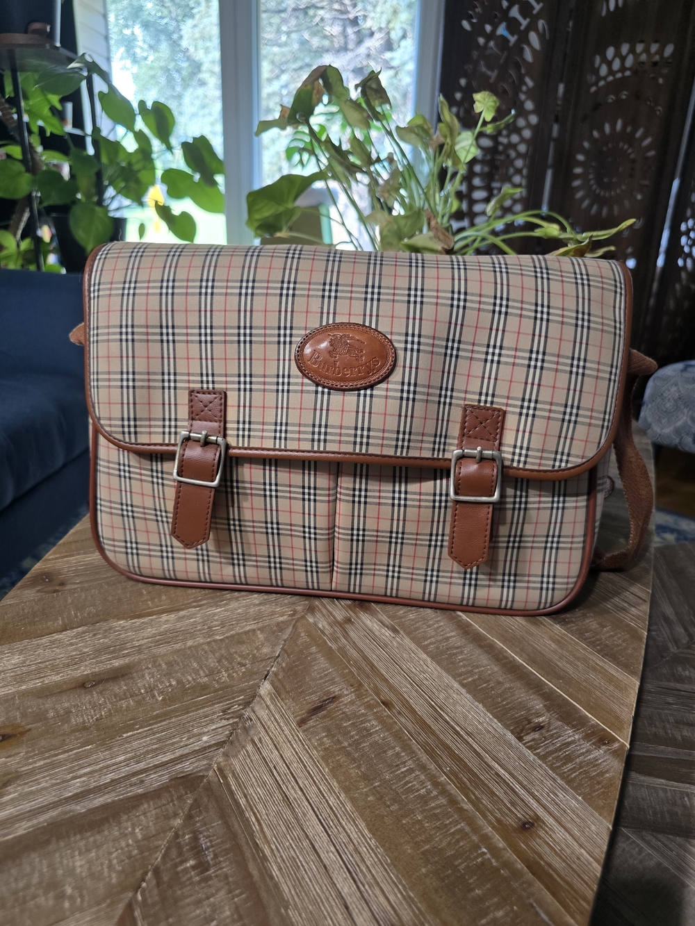 Vintage Burberry Nova Check Messenger Shoulder Bag with COA